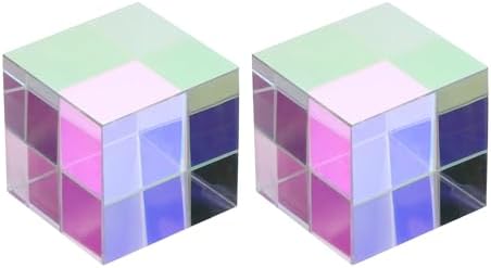 PATIKIL 2Pcs Cube Prism 40mm K9 Crystal Dispersion Prism AB Color by PATIKIL