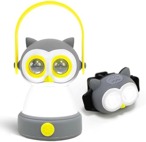 Portable LED Camping Lantern, Head Lamp Kit, Lightweight Battery Powered LED Flashlight for Indoor Outdoor, Kids Camping Gear Gift for Children's Day, Birthday, Easter, Adventure(Owl Set) by OSCEVIA