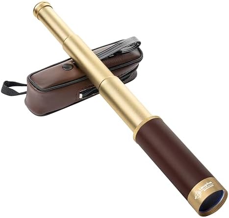 Retro Pirate Telescope Zoomable 25x30 Pocket Monocular Portable Collapsible BAK-4 Lens Captain Jack's Spyglass Handheld Telescope Vintage Telescope for Kids by Laupha