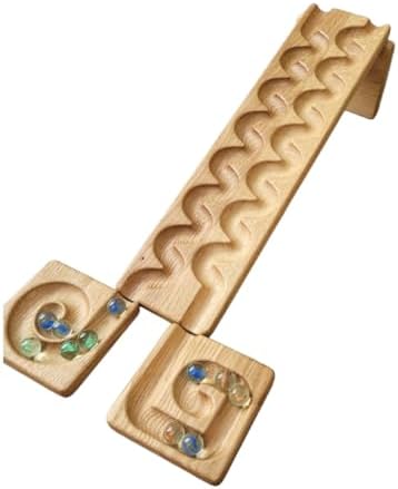 Wooden Marble Run Track “Wind” Race Machine Set Wooden Maze Board Ball Run Montessori Gift for Kids Wave Course Winding Track Toy by Handmade