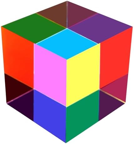 CMY Color Cube, 70mm Acrylic Prism for Home or Office Decoration by ECBANLI