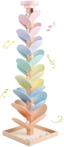 Wooden Marble Run Ball Drop Montessori Toy for 4-8 Boys Girls (Height: 28") by Receka