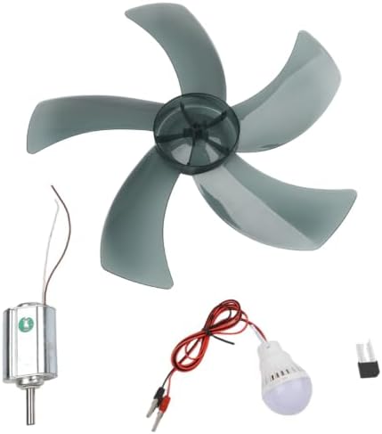 DIY Breeze Wind Turbine and Hand Crank Permanent Magnet Generator Kit, 12V 80W Output, Metal and ABS Construction, Includes Motor, Bulb, Fan or Crank Options, Supports Home or Outdoor LED Lighting by Unknown