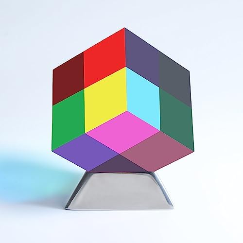 YuanDian CMY Cube with Stand, Color Mixing Cube 2 Inches Colorful Acrylic Prism for Home Decor Office Desk Decoration, Physics Toys Educational Science Kits Fidget Toys Gift for Kids Students by YuanDian