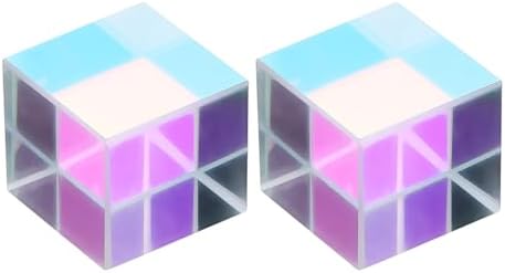 PATIKIL 2Pcs Cube Prism 20mm K9 Crystal Dispersion Prism AB Color by PATIKIL