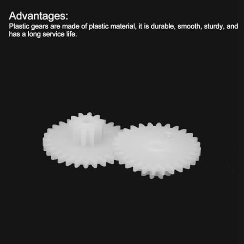 MECCANIXITY 60Pcs Plastic Gears 28 Teeth Plastic Double Gears Model 28102BA Reduction Gear for RC Car Model DIY Robot,White Module 0.5 - Image 4