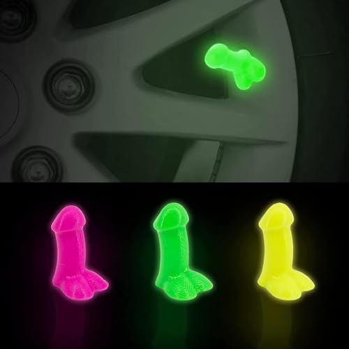 4 PCS Prank Tire Valve Stem Caps, Black Prank Valve Stem Caps Cover Green - Image 4