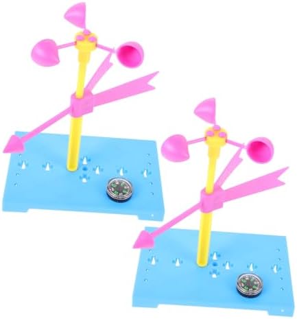 BESPORTBLE 2 Sets Educational Hand Made Anemometer DIY Wind Measurement Tool for Fun Science Experiment Kit to Enhance Imagination and Practical Skills Random Color by BESPORTBLE