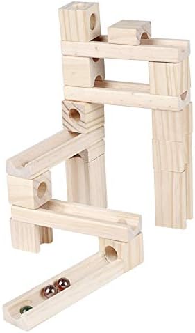 Golden Age Marble Run Toys, 60 Pieces Wooden Classic Ramps Track Building Construction Set for Children Toddler - Image 5