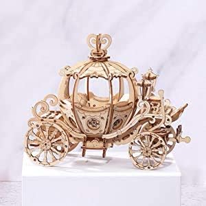 Rowood 3D Puzzles for Adults, Wooden Model Kits for Adult, DIY STEM Toy for Ages 14+ - Pumpkin Cart (182 Pieces) - Image 7