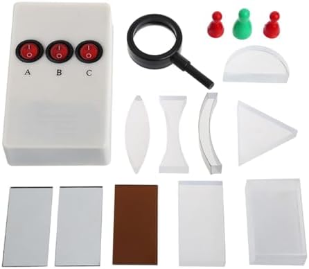 Glass Optical Lens & Mirror Combination Set, Convex, Concave & Triangular Prism Kit with Beam Generator, Complete Physical Optics Experiment Equipment for Light Path by Unknown