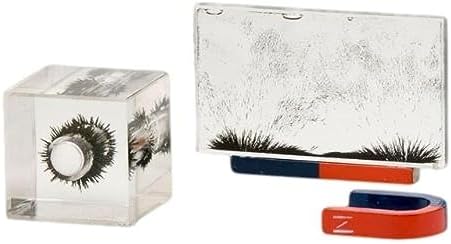 Sci-Supply Magnetic Lines of Force Demonstration Set – 3D Iron Filings Cube & Rectangular Magnetic Field Visualizers – Includes Bar & Horseshoe Magnets – Physics Classroom Kit by Sci-Supply