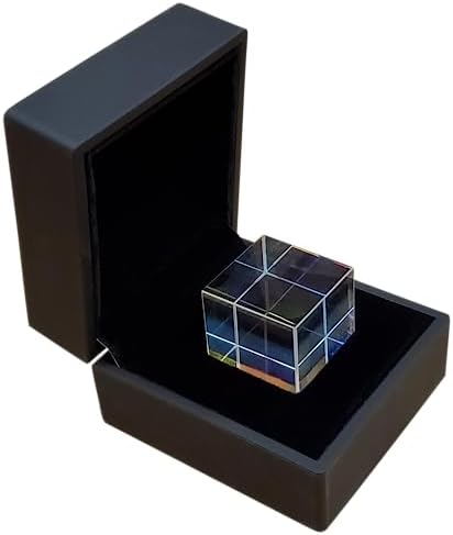 Labnique 25 mm Glass Cube Prism, RGB Dispersion Prism, X-Cube, Dichroic Cube with Hinged Gift Box, for Teaching of Optics, Photo Effects, and Decoration by Labnique