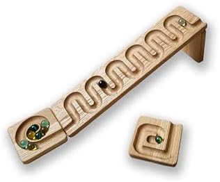 Marble Race Marble Personalized Wooden Maze Board Ball Run Course Gift for Kids Winding Track Roller (River) by Handmade