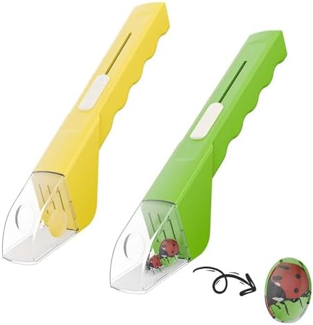 2 Pcs DelloidMaz Insect Catcher with Magnifying Glass, Small Animals Catcher Nature Exploration Tool to Capture Butterflies Bees Ladybugs Spiders Bug Catcher for Boys and Girls, Green and Yellow - Image 2