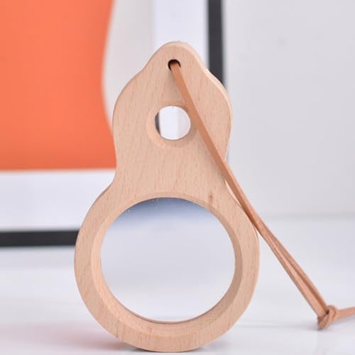 3X Wooden Magnifying Glass Mini Handheld Magnifier with Lanyard Hand Lens for Kids Outdoor Science Observation - Image 2
