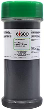 EISCO Coarse Iron Filings, 1 LB (454g) in Sprinkle Bottle - 20 Mesh Iron Shavings for Magnets by EiscoLabs