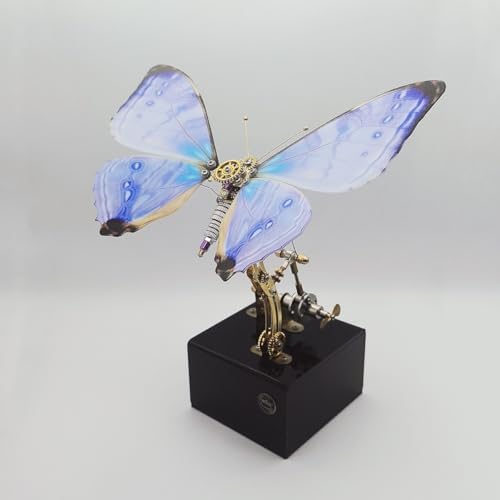 3D Metal Puzzle Mechanical Butterfly Insect Bug Model with Music Box, Steampunk Home Office Desk Decor, Collectible DIY Hand Craft Kit for Adults - 300+PCS Purple - Image 6