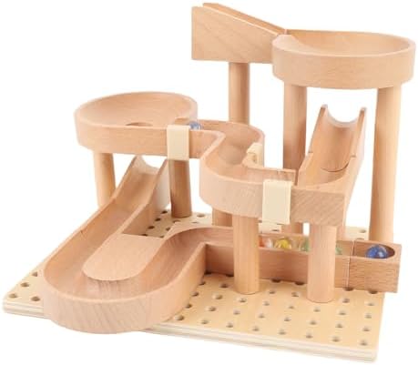 Jiawu Wooden Marble Model Building Kit, Educational Beech Wood Construction Stable Track Design, Mechanical Marble Assembly Model Kit with Assembly Track Blocks Beads for Kids and Adults - Image 5