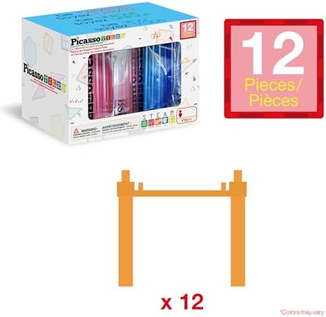 12 Piece Support Column Expansion Supporting Pack for Magnetic Race CarTrack Magnet Tile Building Block Construction Kit Education Toy Boys Girls STEM Puzzle Toy Kids Boy Girl Toddler 3+ PicassoTiles - Image 3