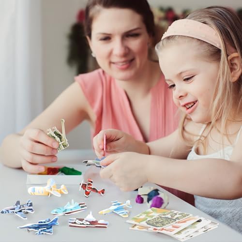 CCINEE 25 Pcs Educational 3D Cartoon Puzzles for Kids,3D Aircraft Learning Educational Paper Puzzle Game for DIY Crafts Gifts - Image 6