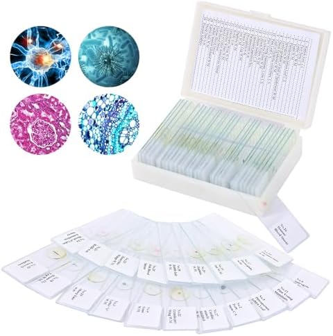 30 Microscope Slides with specimens, Plants, Insects, Animal Cell Samples for use in Biological Science Labs for Children, Students and homeschools by Oozstar