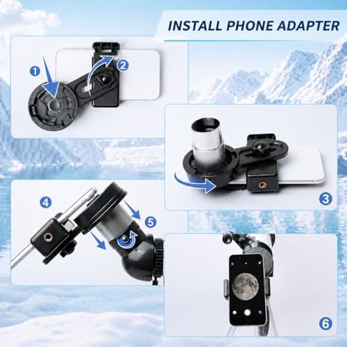 Koolpte Telescope for Kids, 70mm/500mm AZ Refractor for Beginners, White - Image 6
