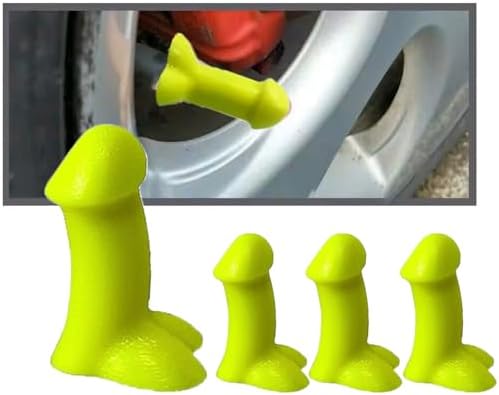 4 PCS Prank Tire Valve Stem Caps, Prank Valve Stem Caps Airtight Dust Proof Covers Anti-Rust Valve Stem Cover Wheel Tire Exterior Accessories for Cars, Bike, Trucks,Motor (Yellow) by Thebestautoparts