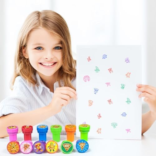 Cinrobiye 24 Pcs Pizza Stampers Party Favor Set, Cute Food Pizza Stamps for Kids Birthday Party, Classroom Rewards, Carnival Prizes, Goody Bag Fillers, Pizza Themed Party Supplies - Image 5