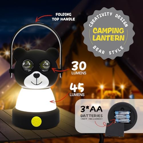 LED Bear Camping Lantern Kit, Battery Powered Night Light for Kids 6-12, Outdoor Equipment for Kids Ages 8-12, Toys Girls Boy Birthday Christmas Gift, Bear Style(Battery NOT Included) - Image 3