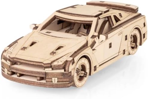 EWA Eco-Wood-Art Pocket Supercar 3D Wooden Puzzle, 89 Pieces, Ages 14+, 4.76 x 2.28 Inches, Wood Construction Model Kit by EWAEcoWoodArt