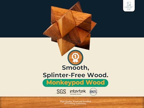 BSIRI Adults Games Gifts Wooden Star Cube Puzzle Game Brain Teasers of the Logic Game Adults Seniors and Teen to Challenge Puzzles for Fun Entertaining Things and Fun Tools of Parents - Image 2