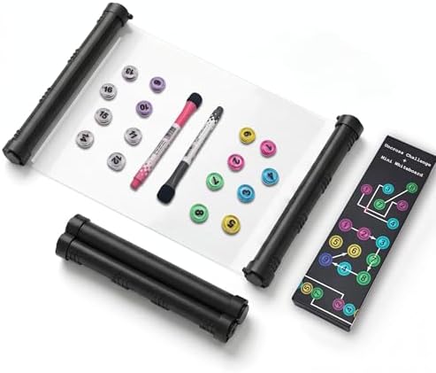 Roll-Up Mini Whiteboard - Uncross Challenge Puzzle Game, Magnetic Markers & Blocks, Reusable Portable IQ Training Toy for Adults, Party Travel, Multi-Surface Nano Adhesive Whiteboard by NORDISTRICT