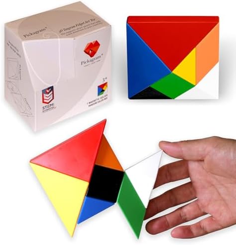 Pickagram Tangram 3D Magnetic Puzzle for Kids (8-12), Adults & Seniors | STEM Certified Fidget Puzzle - Magnetic Pattern Blocks for Cognitive Development, Creativity & Focus - Random Mix by Pickagram