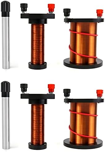 QWORK Demonstration Induction Coil with Primary Coil, Secondary Coil and Soft Iron Core Cylindrical Magnet for Physics Teaching, 2 Set by QWORK