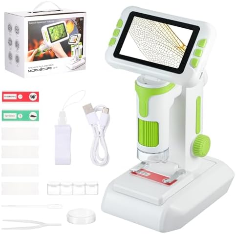 1600X Digital Microscope for Kids, Upgraded Portable Microscope with 4.0 inch HD Screen, 2-in-1 Desktop Handheld Miniscope Rechargeable Student Education Science Microscopes Gift for Kids by WiMasGardenOutdoorSupplies
