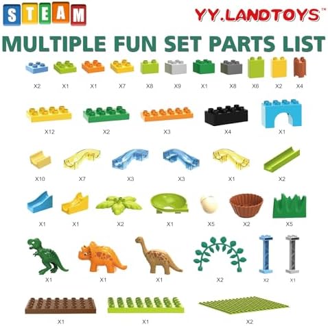 Dinosaur Marble Runs for Kids 4-8 Building Blocks/125Pcs Classic Big Blocks Compatible with LEGO DUPLOS for Age 3-5/Montessori Learning STEM Toys/Marble Maze Gift Toy for Kids Age 3,4,5,6,7,8+ - Image 5