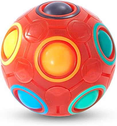 Vdealen Magic Rainbow Puzzle Ball, Fidget Ball Puzzle Brain Teaser Fidget Toy for Boys & Girls- Birthday Party Easter Valentines Christmas Stocking Stuffers for Kids Teen & Adults(Red) by Vdealen