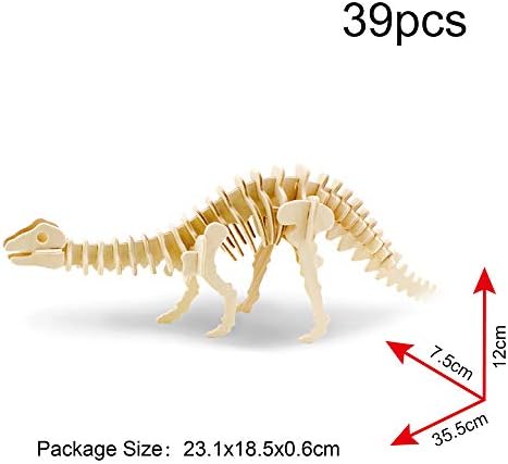 Georgie Porgy 3D Wooden Puzzles DIY Models Kits for Kids Dinosaur Airplane Woodcraft Construction Toys Pack of 6 (T-Rex Triceratops Spinosaurus Parasaurolophus Apatosaurus Stegosaurus) - Image 4
