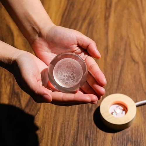 3D Moon Crystal Ball with LED Colorful Lighting Touch Base, Moon Decor Science Astronomy Gifts God Bless The World Easter Religious Space Gifts Decor - Image 2