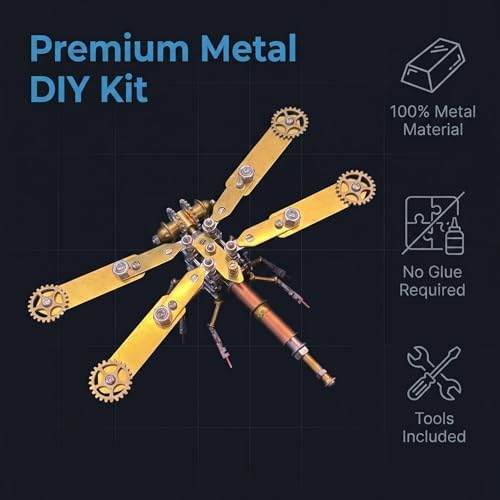 3D Metal Puzzles Model Kits for Adults - Build Dragonfly Hobby Kits for Men - Arts and Crafts Cool Things for Father Gifts for Birthday Ideas (Mechanical Dragonfly C) - Image 6