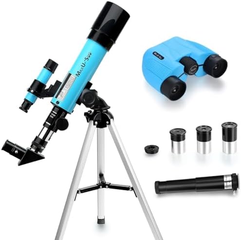Lunar Telescope for Kids and Astronomy Beginners, Refractor Telescope with Finder Scope and 3 Eyepieces, Travel Telescope with Compact HD Binoculars for Moon Viewing Bird Watching Sightseeing by MaxUSee