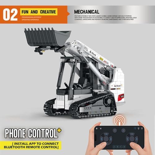 Technology Loader Building Block Set, 2.4G/APP RC Steer Loader Vehicle Construction Toys with Motor, Track Loader Building Toy Gift for Adults and Teens - 1227 Pieces - Image 5