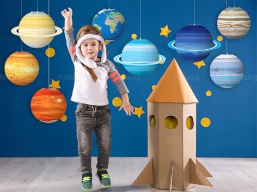Anlising 8PCS Space Paper Lanterns, Hanging Paper Lanterns, Planet Lanterns Decoration, Hanging Galaxy Planets Decor, Space Theme Decor Children Birthday Party Decor (30x30CM) - Image 4