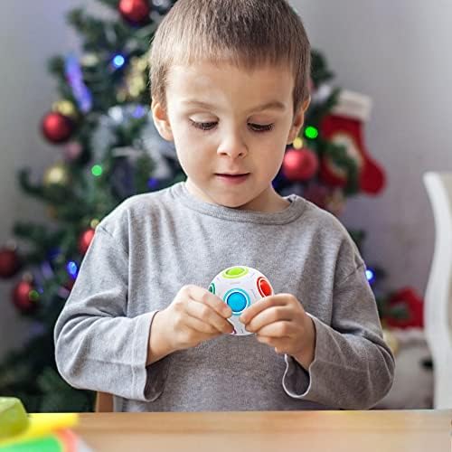 Vdealen Magic Rainbow Puzzle Ball, Fidget Ball Puzzle Brain Teaser Fidget Toy for Boys & Girls- Birthday Party Easter Valentines Christmas Stocking Stuffers for Kids Teen & Adults(White) - Image 5