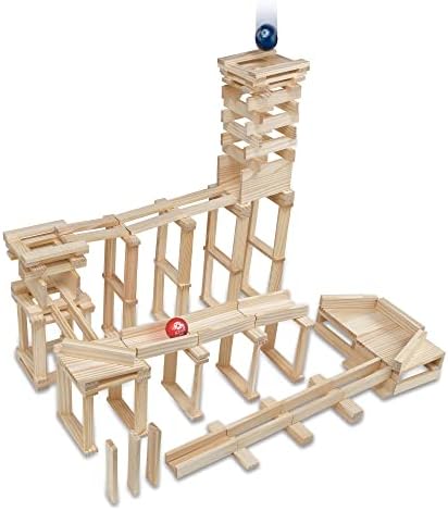 MindWare KEVA Contraptions, Wooden Blocks Building Set, Marble Run Kit, Includes 2 Balls - 400 Planks by MindWare