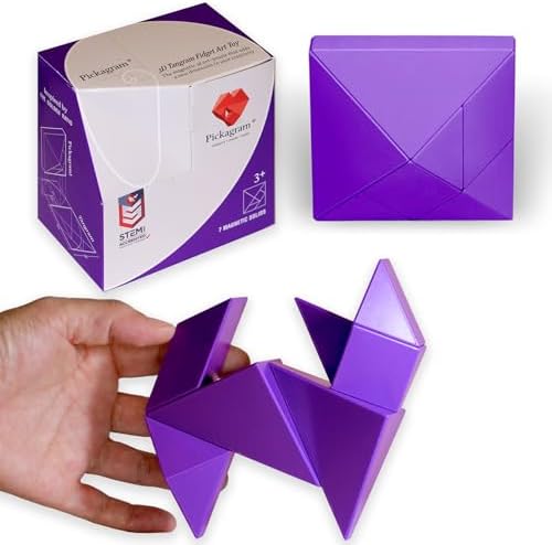 Pickagram Tangram 3D Magnetic Puzzle for Kids (8-12), Adults & Seniors | STEM Certified Fidget Puzzle - Magnetic Pattern Blocks for Cognitive Development, Creativity & Focus - Purple by Pickagram