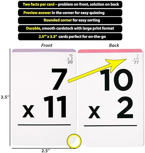 Award-Winning Math Flash Cards – 300 Multiplication & Division Facts (1–12) – 2 Facts Per Card with Visual Aids – Bonus Word Problems, Games & Durable Cardstock – Grades 3–6 - Image 5