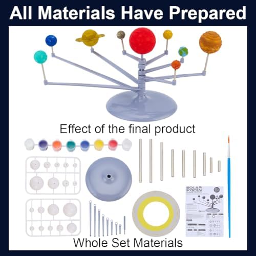 WEBEEDY DIY Solar System Model Painting Kit Adults Beginner Solar System Project with Plastic Balls, Display Stand, 12 Colors Acrylic Paints, Instruction, Arts and Crafts Gift for Holiday Birthday - Image 2