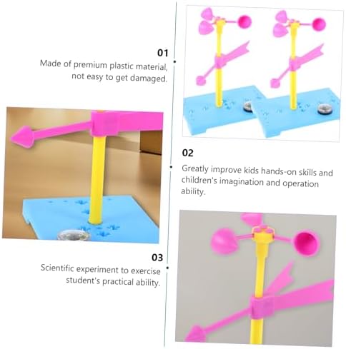 BESPORTBLE 2 Sets Educational Hand Made Anemometer DIY Wind Measurement Tool for Fun Science Experiment Kit to Enhance Imagination and Practical Skills Random Color - Image 4